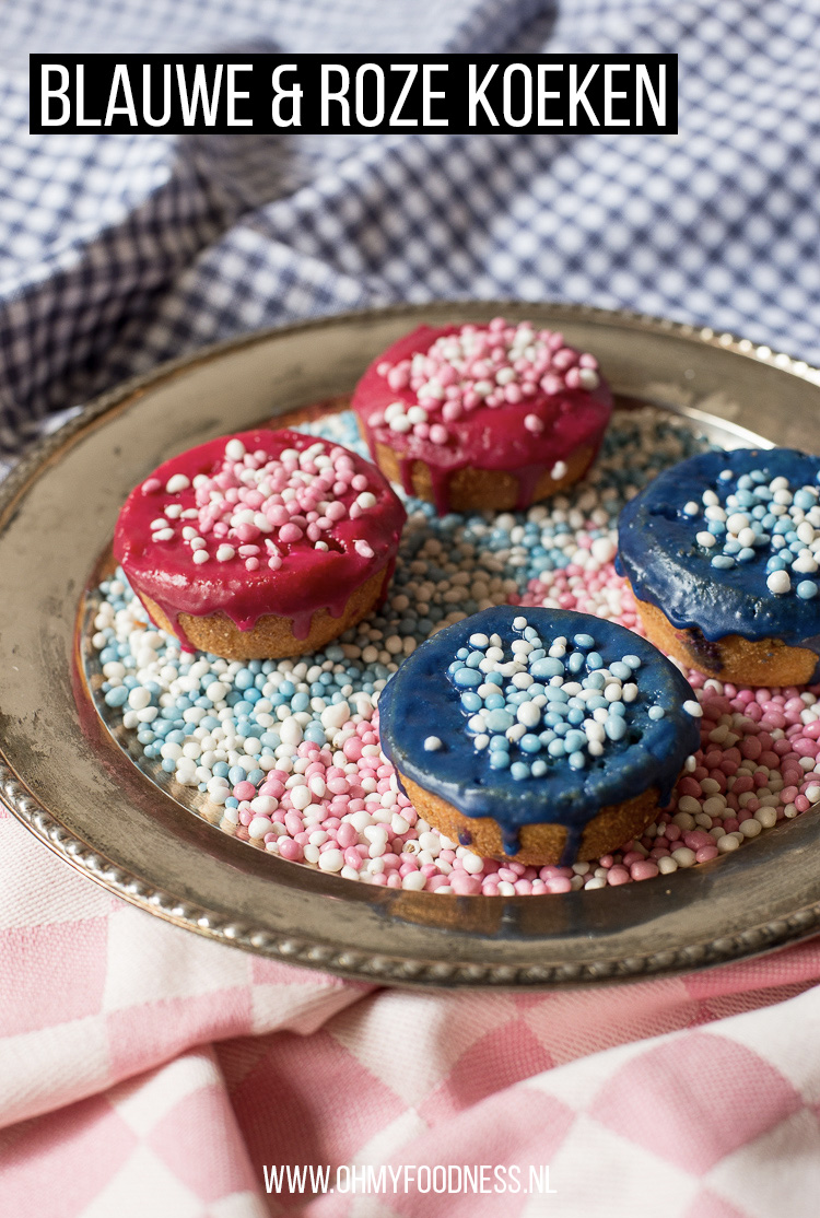 Blauwe/roze koeken met muisjes