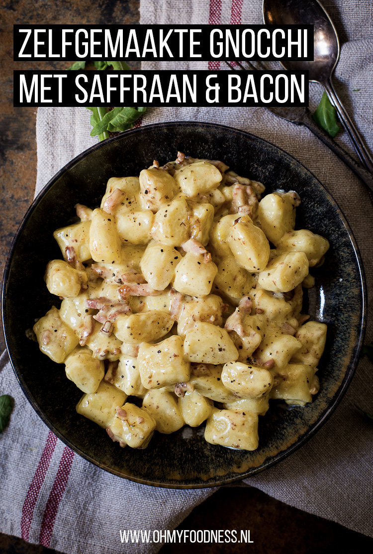 Zelfgemaakte gnocchi met saffraan en bacon