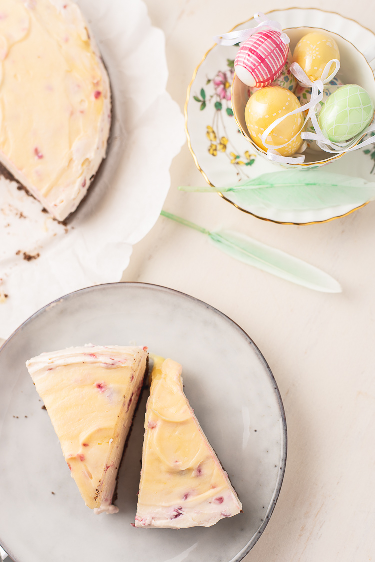 No bake lemoncurd & frambozencheesecake