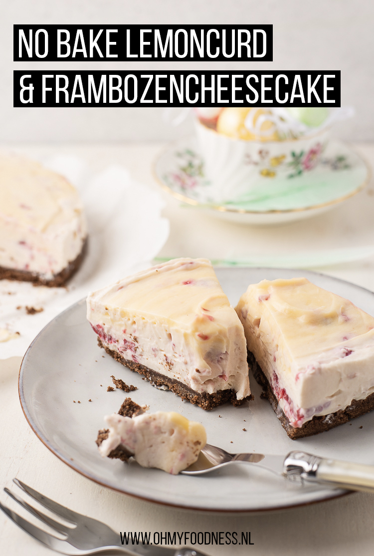 No bake lemoncurd & frambozencheesecake